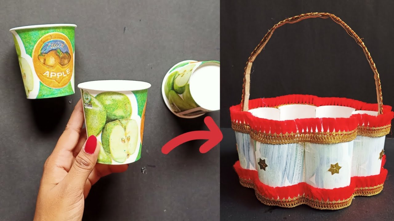 DIY Paper Cup Basket/Paper Cup Craft For Home Decoration/ Best Out Of ...