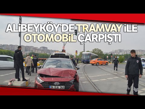 Alibeyköy’de Tramvay İle Otomobil Çarpıştı