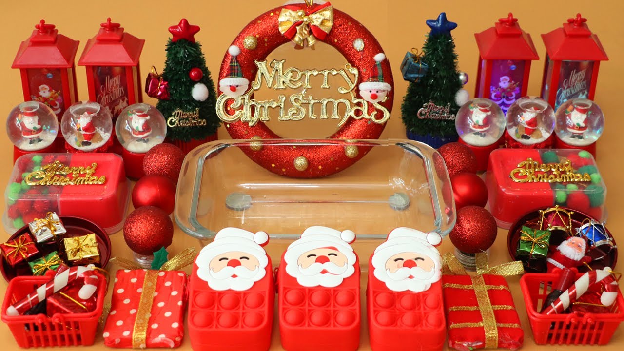 Mixing”Red Christmas” Eyeshadow and Makeup,parts,glitter Into Slime!Satisfying Slime Video!★ASMR★