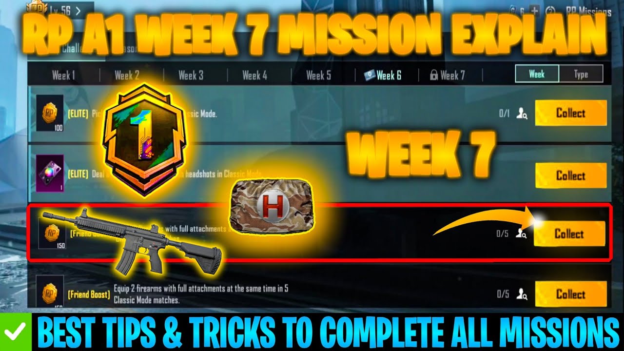 A1 ROYAL PASS WEEK 7 All Missions Explain & Get Tips And Tricks To Complete Week 7 Missions