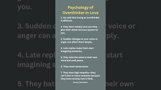 Psychology of Overthinker in Love #motivation #psychology #shortvideo #viral #trending