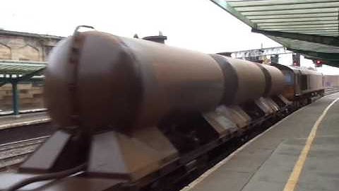 The x2 Class 66 DRS with Railhead Treatment Train (RHTT) was passed through at Carlisle.