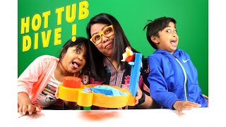 Hot Tub Dive Game Challenge with Mama Tickle | Winner Dive in Bubble Tub | Funny Video