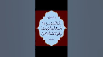 سورة آلحجرات.الاية 10 . القرآن الكريم . سعد الغامدي[إِنَّمَا الْمُؤْمِنُونَ إِخْوَةٌ فَأَصْلِحُوا]