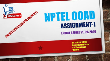 OOAD ASSIGNMENT-1 || DR B THULASI || NPTEL