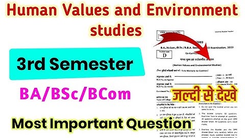 BA 3rd semester human values & Environment studies solved modal paper|ba co curricular 3rd semester