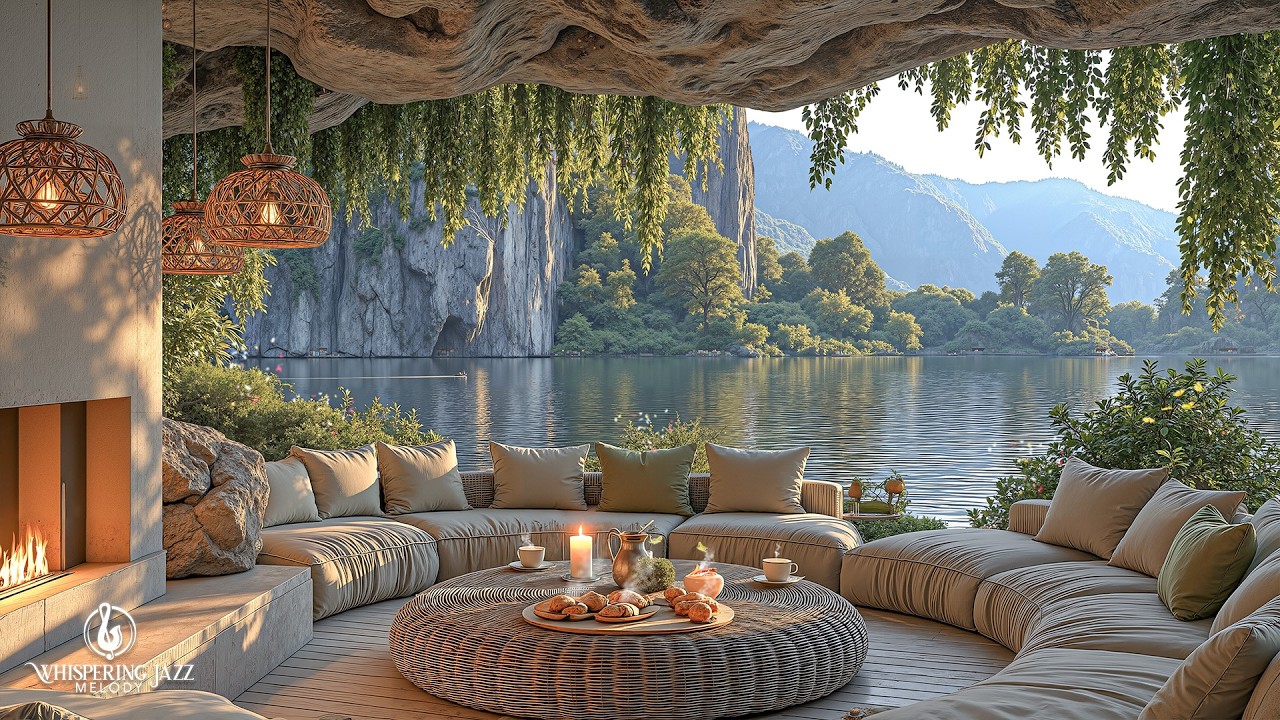 День Отдыха В Кафе У Озера | Элегантный Джаз В Спокойной Атмосфере Под Звуки Природы Для Хорошего...