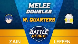 Zain (Marth) vs Leffen (Sheik) - Melee Singles Winners Quarter-Final - Battle of BC 6