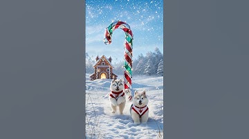 Husky Puppies Play on a Magical Candy Cane Slide #shortvideo #huskypuppies #christmasmagic #cutedogs