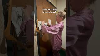 The first thing I do alone in a hotel🔐 #shorts #hoteltips #hotelsafety #safetytips