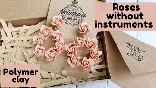 Roses without instruments * Polymer clay * DIY * Tutorial * Melagrana design * Rose earrings