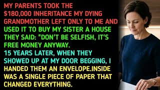 MY PARENTS TOOK THE $180,000 INHERITANCE MY DYING GRANDMOTHER LEFT ONLY TO ME AND USED IT TO BUY MY 