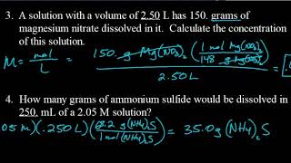 Solution Concentration, Percent Composition Notes honors