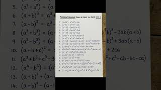 #Algebraic formula list for quick revision before exam updated version