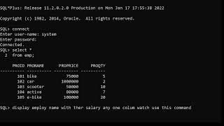 BCA, Sem-1, Subject: DMA, Practical Use Run SQL Command Table Watch Information And Save Program Inf