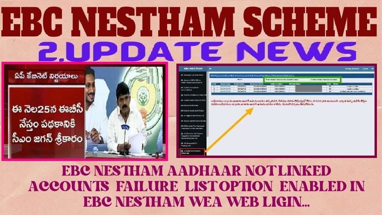EBC NESTHAM SCHEME RELEASING DATE/BENEFICIARY BANK A/C TO  AADHAAR LINK DETAILS..