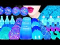 ASMR BLUE DESSERTS 파란색 디저트먹방 EDIBLE JELLO SHOTS, FROG EGG JELLY, WAX BOTTLES EATING SOUNDS MUKBANG