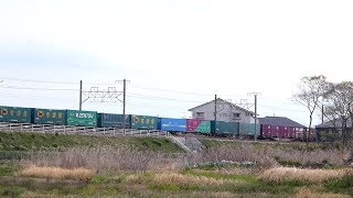 2019/04/14 JR貨物 静岡愛知県境近くを力走する貨物列車3本 5052レにイオン花王コンテナ