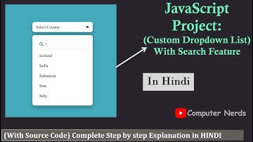 Custom Dropdown Select Menu with search using HTML CSS  & JavaScript in Hindi
