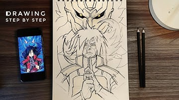How to Draw Madara with Susanoo (Step by Step) | Drawing Madara Uchiha Susanoo technique  - Naruto