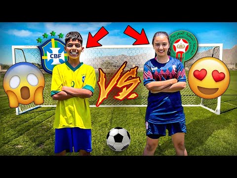 تحدي كرة القدم أخي ضد صديقته شوفوا شكون ربح فأخير