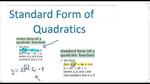 PC 20 3.2 Standard Form of Quadratic Equations
