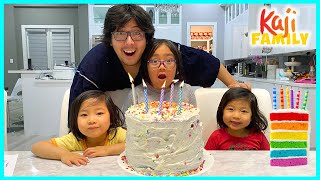 How to make A Rainbow Cake DIY Kids size Baking!!!