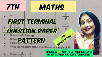 7th MATHS QUESTION PAPER PATTERN FOR PRACTICE 👍 SUBSCRIBE 🔔 TO GET NOTIFICATION OF MY LIVE STREAM ⏩
