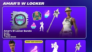 Fortnite Amar's W Locker Bundle( 1 Emoticon &amp; 1 Spray) (AmarCoDTV)