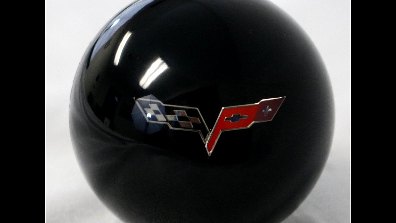 C6 Corvette Shift Knob Black With C6 Flags and Red Corvette Lettering ...