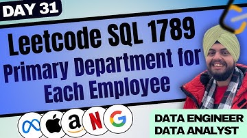 Leetcode SQL 1789 - Primary Department for Each Employee🔥| 50 Days Challenge | Data Analyst ✅