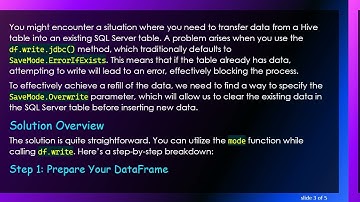 How to Write a Spark DataFrame to an Existing SQL Server Table with SaveMode.Overwrite