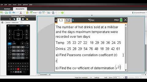 Pearson correlation co-efficient (r) and Co-efficient of determination (r2) - TI Nspire CX CAS