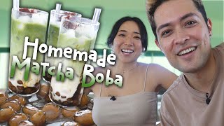 How to make GreenTea BOBA at Home! - Ft. We Go Film