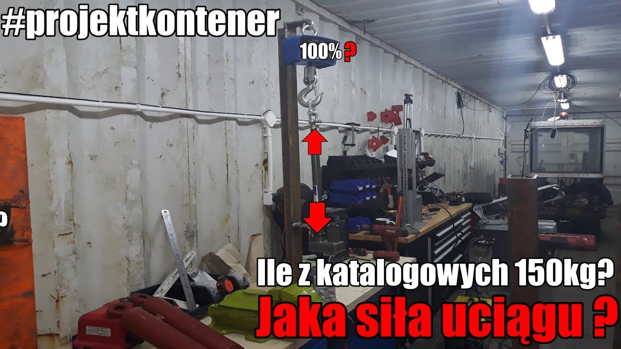 Ile uciągu z katalogowych 150kg? Siłownik elektryczny #projektkontener #domza150tysiecy.pl