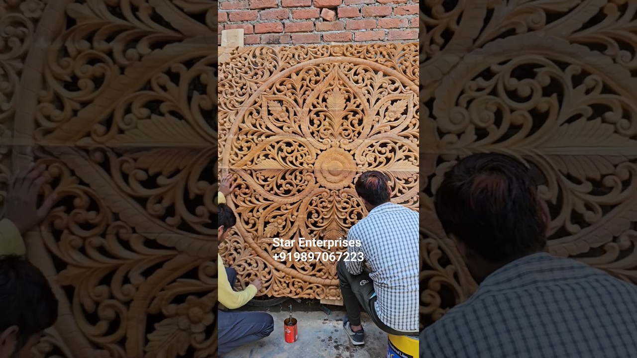 Wooden Heavy Carved Panel Polish Work. 