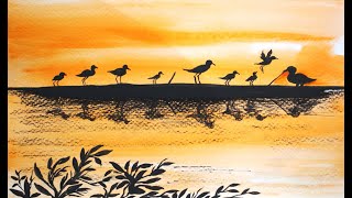 landscape poster easy splash watercolor beginners