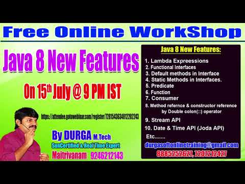 Java 8 New Features  FREE Online Workshop in DURGASOFT