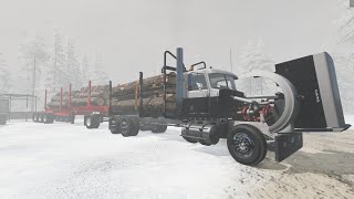 Gavril T-83 Hauls Logs On The Ice Road In A Blizzard [BeamNG.DRIVE]