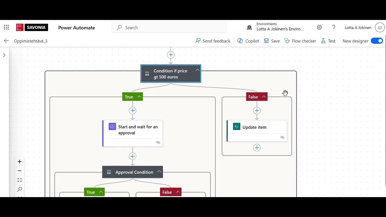 Power Automate Tilauksen automatisointi alle 500 euroa