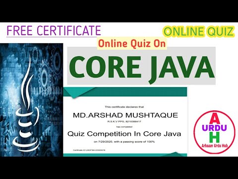 Online Quiz On Core Java|Java Quiz|Free Quiz Certificate|Online Quiz|Quiz Certificate Free|Core Java