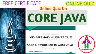 Online Quiz On Core Java|Java Quiz|Free Quiz Certificate|Online Quiz|Quiz Certificate Free|Core Java