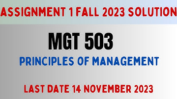 MGT503 Assignment 1 Solution Fall 2023