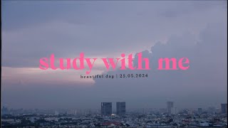 1 HR STUDY WITH ME at night | Wind sound + Streams  sounds + Calm Piano🎹 | Motivation study.