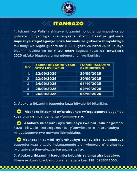 ITANGAZO RYA POLICE RYIHUTIRWA IBIZAMINI BYAHINDUTSE MUMUGI WA KIGALI #permit #TR_SHUMBUSHO