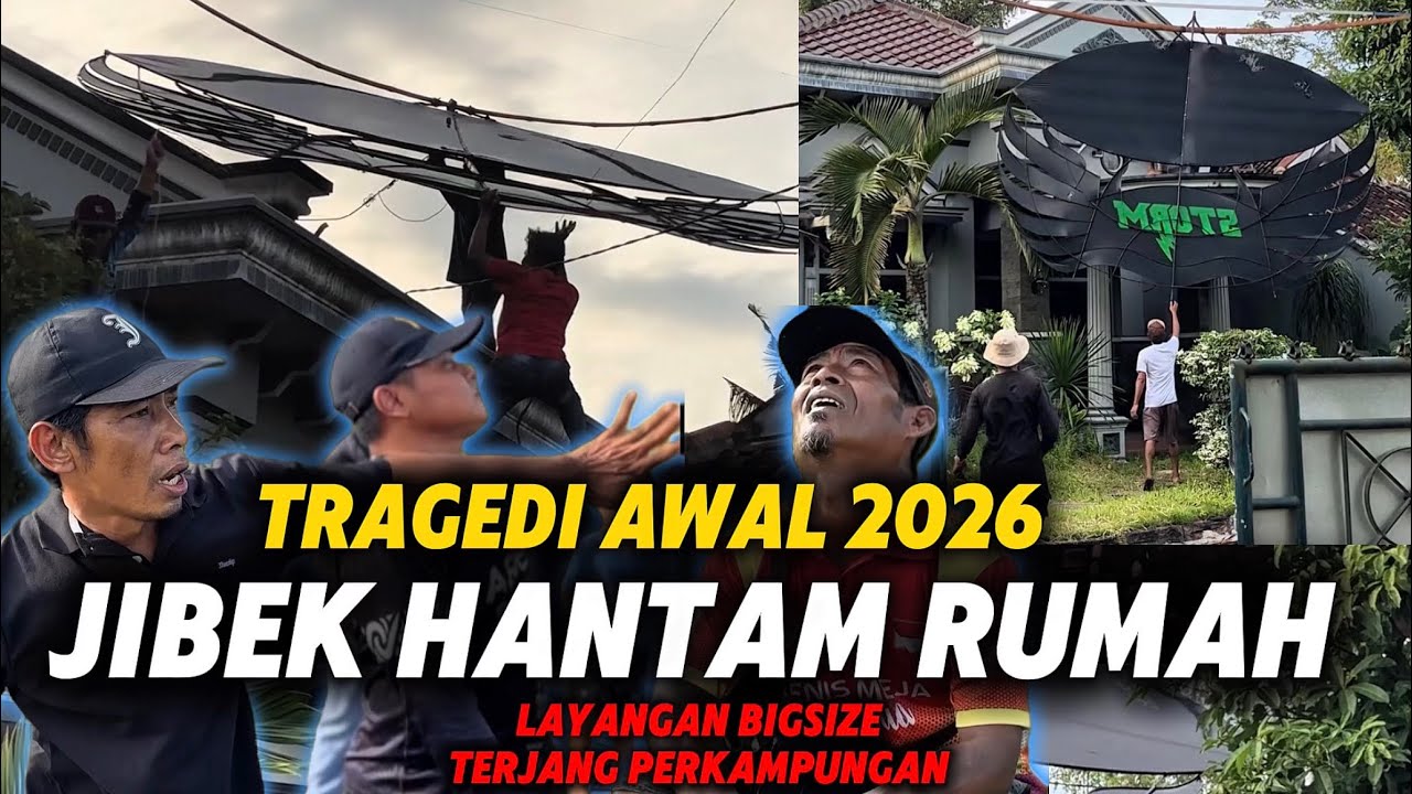 RUMAH DITERJANG LAYANGAN JIBEK, SETTING LAYANGAN KONDISI ANGIN BADAI 