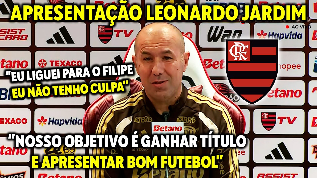 OLHA OQUE LEONARDO JARDIM FALOU NA SUA APRESENTAÇÃO NO FLAMENGO! COLETIVA LEONARDO JARDIM!