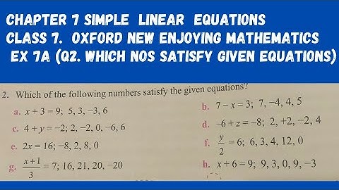 Chp 7 Simple Linear Equations. Ex 7A( Q2.). Class 7. Oxford New Enjoying Mathematics
