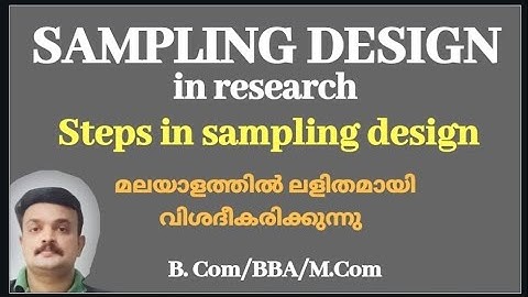 Sampling design Research methodology UGC/B.Com in Malayalam