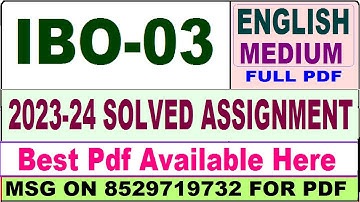 ibo 03 solved assignment 2023-24 || ibo 03 solved assignment 2024 in english || ignou mcom ibo03